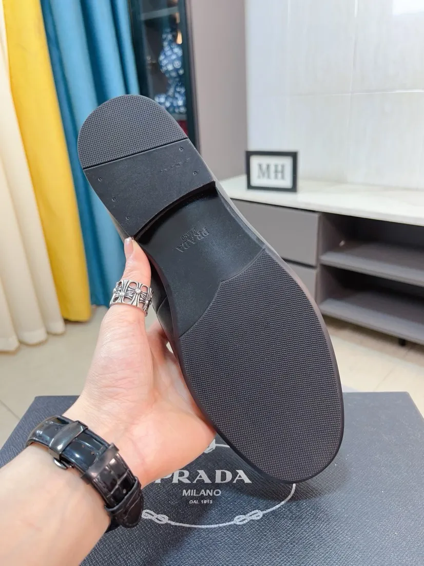 Men's shoes 💰540🌹🌹【PRADA Leather Shoes】Top purchasing agency Original imported Italian custom-made open-edge beaded cowhide leather surface, fully imported water-dyed breathable cowhide lining, original factory special molded sole super comfortable, size: 38-44